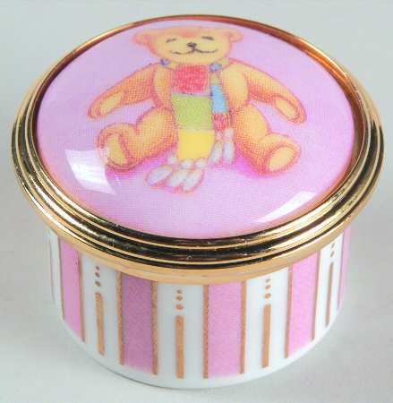 Royal Worcester Enamel Boxes Teddies-Round Small - Boxed