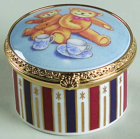 Royal Worcester Enamel Boxes Teddies-Medium Round - Boxed