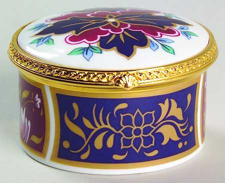 Royal Worcester Enamel Boxes Prince Regent-Large Round - Boxed