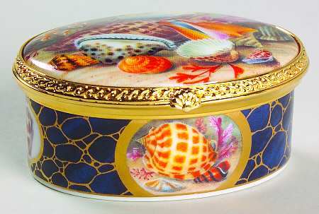 Royal Worcester Enamel Boxes Shells-Oval - Boxed