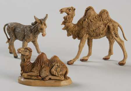 Fontanini Nativity 2.5" Camels And Donkey-Set Of 3 - With Box