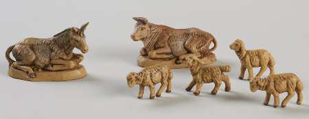 Fontanini Nativity 2.5" Sheep, Cow & Donkey-Set Of 6 - Boxed