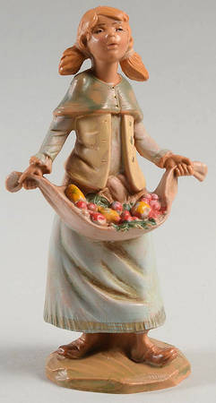 Fontanini Heirloom Nativity 5" Scale Keturah-Green Scarf-With Fruit - Boxed