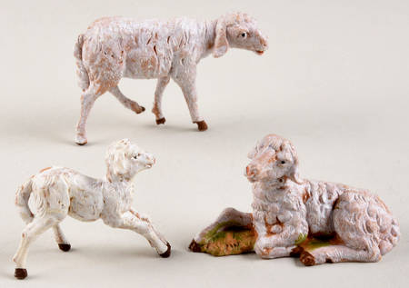 Fontanini Heirloom Nativity 5" Scale Sheep Family-White- Set Of 3 - Boxed