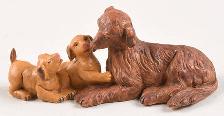 Fontanini Heirloom Nativity 5" Scale Dog Family With Puppies - Boxed