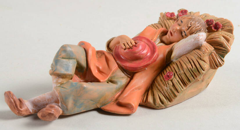Fontanini Heirloom Nativity 5" Scale Ephraim, Sleeping Shepherd On Straw - Boxed