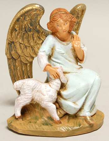 Fontanini Heirloom Nativity 5" Scale Olivia Angel With Lamb - Boxed