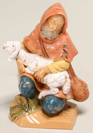 Fontanini Heirloom Nativity 5" Scale Jeremiah With Lamb On Lap - Boxed