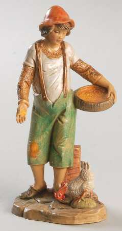 Fontanini Heirloom Nativity 5" Scale Kenan, Father W/ Rooster - Boxed