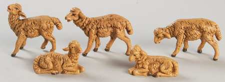Fontanini Heirloom Nativity 5" Scale Brown Sheep-Set Of 5  - Boxed