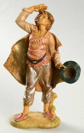 Pellegrini Nativity 4.5"Scale Grazing Shepherd - Boxed