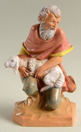 Fontanini Nativity 7.5" Jeremiah - Kneeling Shepherd With Lamb - Boxed