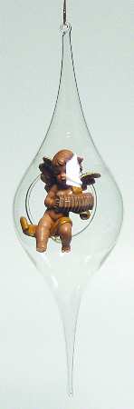Nativity Fontanini Ornament Cherub W/ Accordion In Teardrop - Boxed