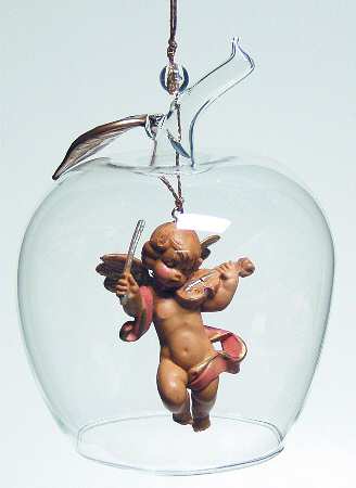 Nativity Fontanini Ornament Cherub With Violin In Apple - Boxed