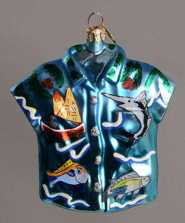 Surf & Sun-Shirts Ornament Aloha Shirt-Fish/Boat - No Box