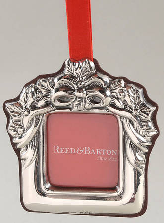 Sterling Frame Ornament Holiday Ribbon Frame Ornament - Boxed