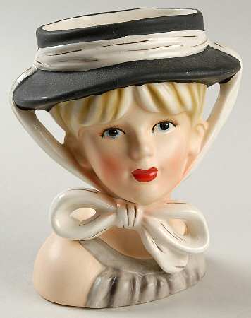 Reliable Head Vases Black Hat Grey Dress Blonde - No Box