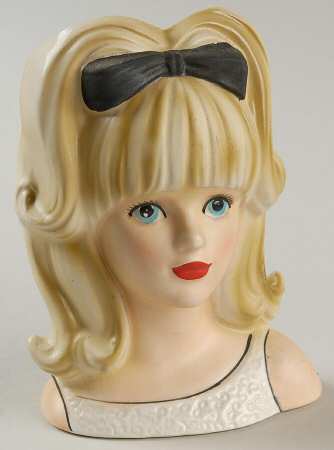 Reliable Head Vases Blonde Teen Blk Bow Wht Dress - No Box