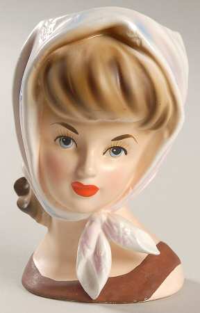Reliable Head Vases Lady Scarf Snwflks Brn Dress - No Box