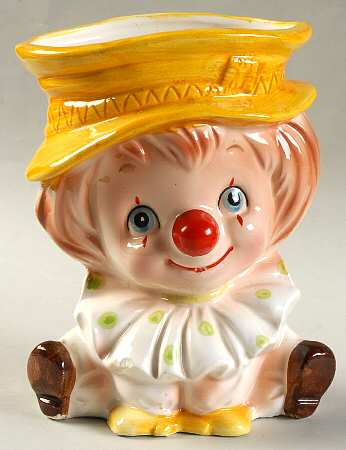Reliable Head Vases Clown Ylw Hat Polka Dot Collar - No Box