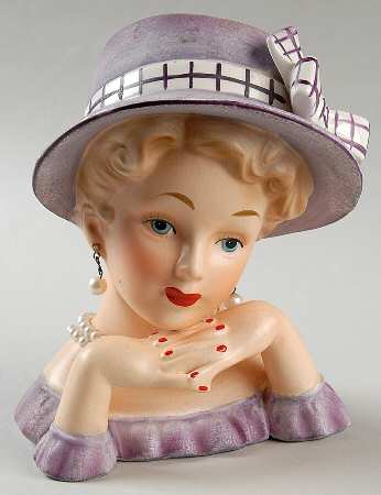 Reliable Head Vases Lady Hnds Undr Chn Purple - No Box