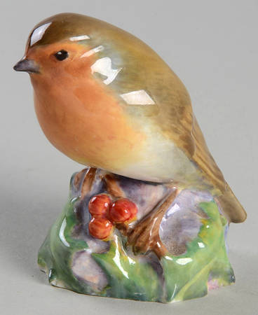 Royal Worcester Bird Figurines Robin-With Holly Leaves - No Box