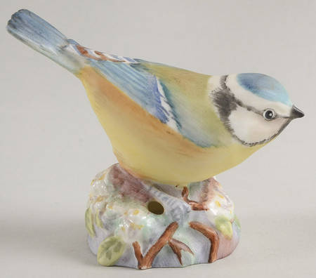 Royal Worcester Bird Figurines Blue Tit-Black Outline Of Eyes - No Box