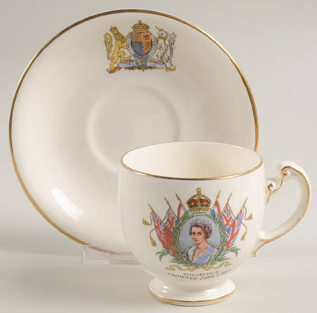Royal Winton Royalty Giftware Elizabeth Ii- Coronation Cup & Saucer - Footed Cup & Saucer Set