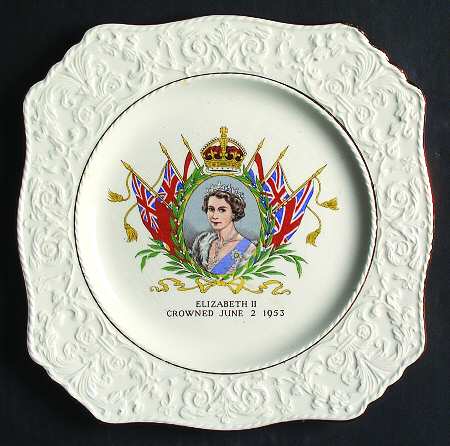 Royal Winton Royalty Giftware Elizabeth Ii-Coronation Square Plate - Square Collector Plate