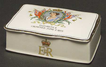 Royal Winton Royalty Giftware Elizabeth Ii-Coronation Cigarette Box - Cigarette Box With Lid