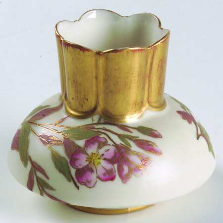 Blush Ivory Ware 1883 Violet Vase-Painter Anthea Bills  - No Box