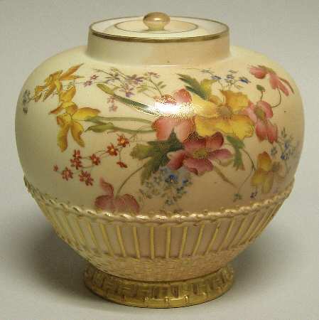 Blush Ivory Ware Bulbous Jar With Lid-Circa 1888 - No Box
