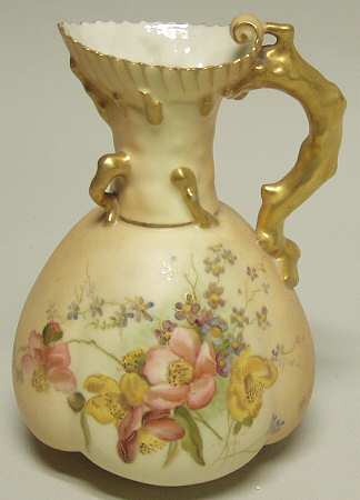 Blush Ivory Ware Coral Handled Jug-Floral - No Box