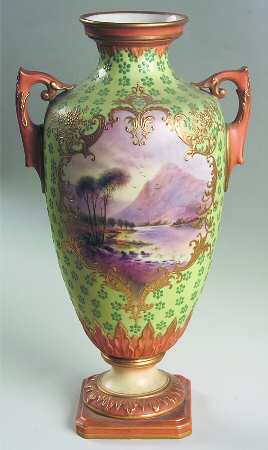 Blush Ivory Ware Scenic Painted Vase - No Box