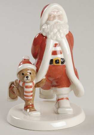 Annual Santa Figurine 2008-Santa Skating With Teddy - Boxed