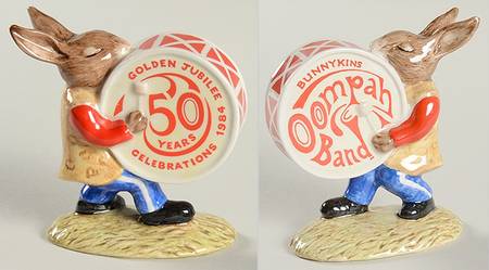Bunnykins Oompah Band Drummer-50th Ann-Var 1-Red Band - Boxed