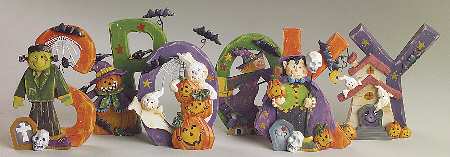 Roman  Figurines & Giftware "Spooky" 6 Pc Wooden Figurine - Boxed