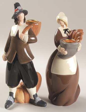 Roman  Figurines & Giftware Harvest Candlestick Pair - Boxed