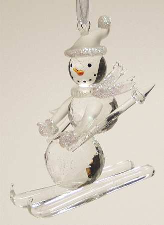 Roman Christmas Ornaments Skiing Snowman-With Poles - Boxed