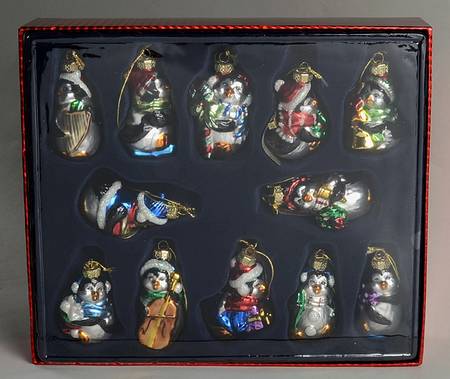 Roman Christmas Ornaments 12 Pc Penguin Ornament Set - Boxed
