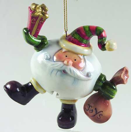 Roman Christmas Ornaments Santa W/ Gift-Bell Ornament - Boxed