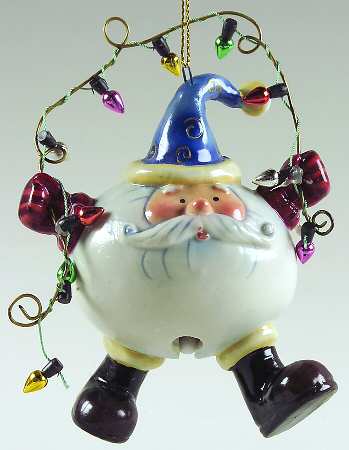 Roman Christmas Ornaments Santa W/ Lights-Bell Ornament - Boxed