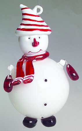 Roman Christmas Ornaments Snowman W/ Red Stripe Hat - No Box