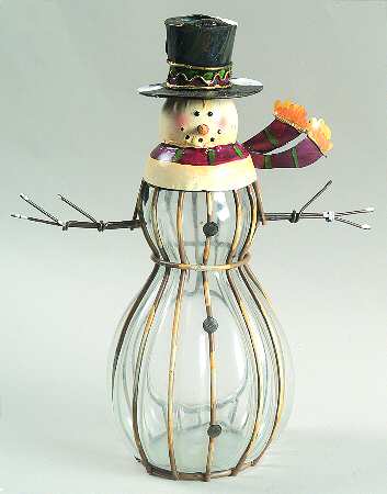 Roman Christmas Ornaments Tinworks Snowman Candleholder - Boxed