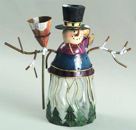 Roman Christmas Ornaments Tinworks Snowman Candleholder - Boxed