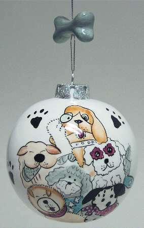 Roman Christmas Ornaments Many Dogs Ball Ornament - No Box