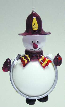 Roman Christmas Ornaments Fireman Snowman - Boxed