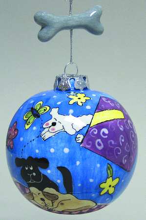 Roman Christmas Ornaments Dog Blue Ball Ornament - No Box