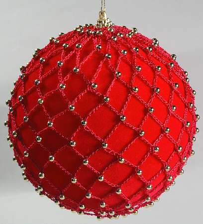 Roman Christmas Ornaments Red Velvet Ball Ornament - No Box