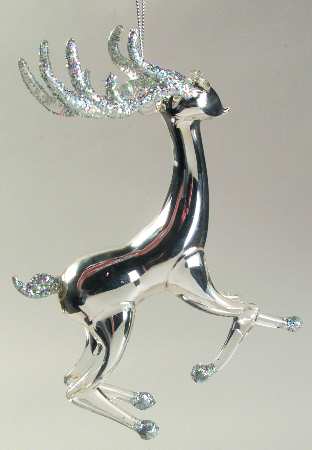 Roman Christmas Ornaments Mirror Glass Deer-A - Boxed
